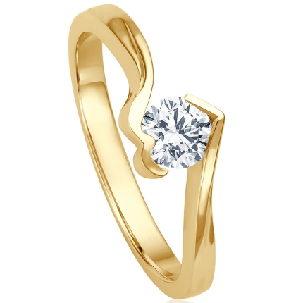 Verlobungsring Gelbgold mit 0,4 ct Lab Brillant in Herzfassung