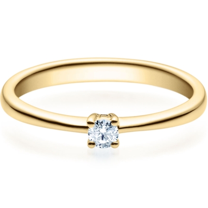 Verlobungsring aus Gelbgold mit 0,1 ct Brillant in 4er Krappe