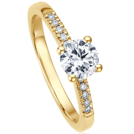 Verlobungsring Gelbgold mit 0,7 ct Lab Brillant mit seitlichen Brillanten