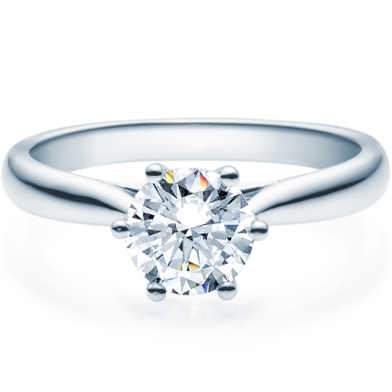 Verlobungsring aus Platin mit 1,0 ct Brillant in 6er Krappe