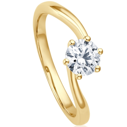 Geschwungener Verlobungsring Gelbgold mit 0,70 ct Lab Brillant